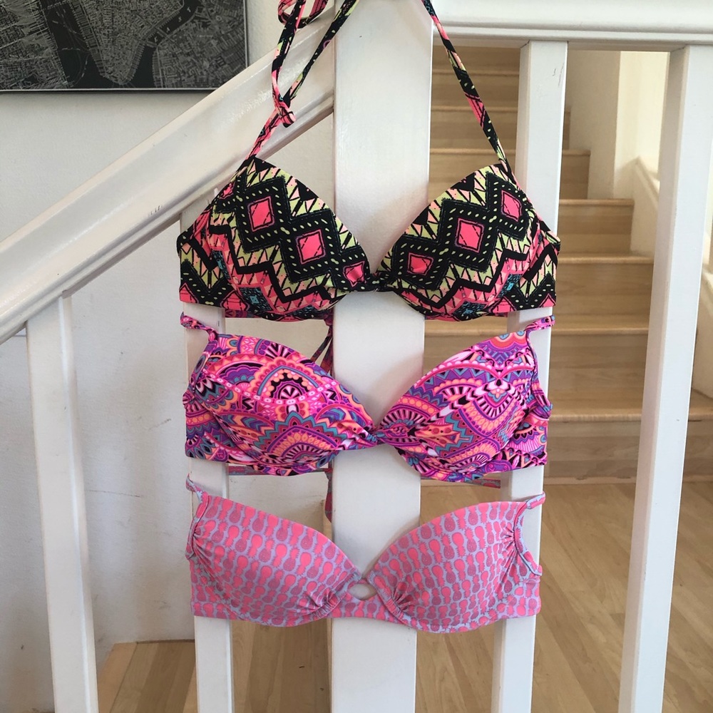 3 bikini push up halter tie bundle